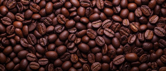 Fototapeta premium A large number of coffee beans stacked in the center of a pile