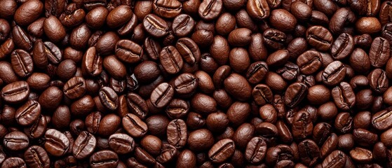 Obraz premium A mound of coffee beans, densely packed in the upper half