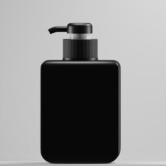 A black soap dispenser features a modern and minimalist design with a matte finish. Its clean lines and simple shape make it a perfect addition to any contemporary bathroom. 