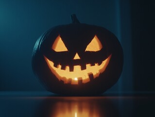 Halloween pumpkin background. Glowing jack-o'-lantern