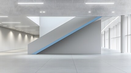 Obraz premium Minimalist Architecture with Blue Stripe on Wall