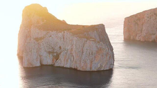 Aerial view of the Porto Flavia and Pan di Zucchero, Sardinia, Italy.