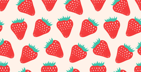 Vector strawberry pattern. Cute seamless background with berries. Summer fruits pattern for wrapping paper, textile, printing