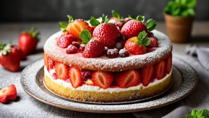  Deliciously tempting strawberry cake ready to be savored