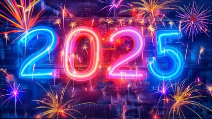 A neon sign with the number twenty-five on it