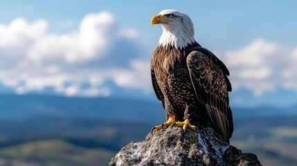 Majestic Eagle Perched on Rocky Outcrop in Nature