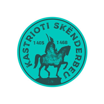Kastrioti Skenderbeu textured vintage vector logo. Vintage print for sticker. Trendy Hipster design. Vector illustration