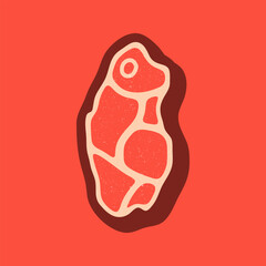 Qatar map for steak meat logo. Vector retro black and red meat dishes logotype illustration. Graphic grill BBQ label, emblem, symbol. Premium beef restaurant badge