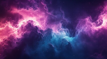 Fototapeta premium A mesmerizing cosmic scene featuring vibrant clouds of pink and blue gases swirling in the depths of space.