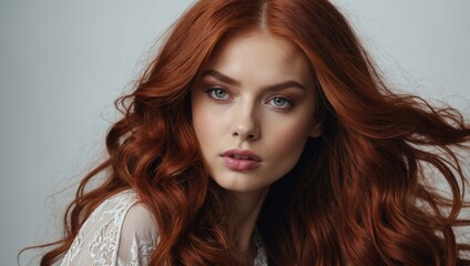 Fototapeta premium Middle-aged Woman with Red Hair Portrait