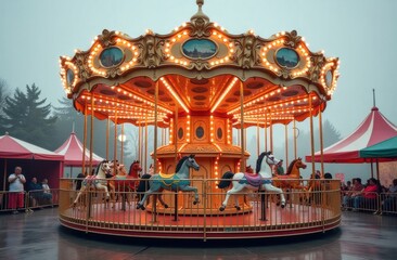 Children's carousel at an amusement park in Europe. Generative AI tools