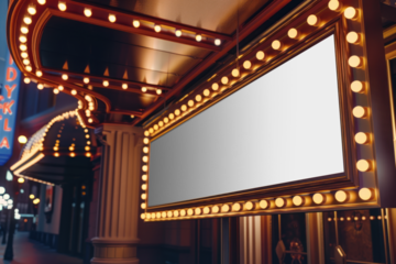 PNG theatre hall sign mockup, transparent design