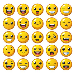 Fototapeta premium smiley, face, smile, emoticon, icon, set, vector, expression, cartoon, smilies, happy, symbol, emotion, illustration, sad, facial, yellow, sign, fun, angry, smiling, happiness, emotions, cheerful, hum