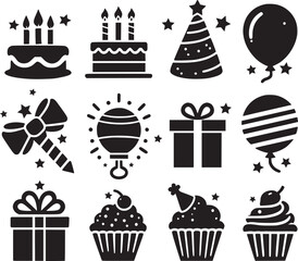 set of birthday icons