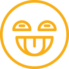Cheeky Face Emoticon Line Art