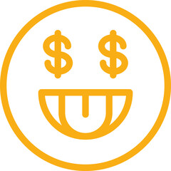 Dollar Eye Emoticon Line Art
