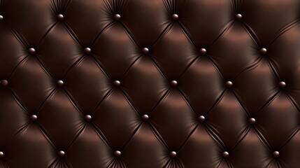 Brown leather couch with a pattern of brown buttons. The couch is made of high-quality leather and...