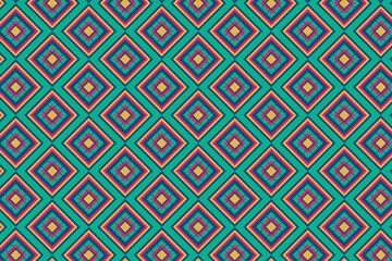Seamless geometric pattern with squares in Mexican style. Vector illustration.