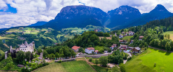 Beautiful medieval castles of northern Italy ,Alto Adige,  South Tyrol region. Presule castel,...