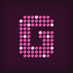 Unique led dot letter G design. LED glowing letters font. Decorative cinema text vector.
