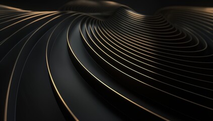Black and gold image of a wave. The image is abstract and has a futuristic feel to it