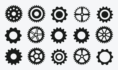 Gear setting icon set. Cog wheel icon. Gear wheel icon. Gear setting icon collection. Gear icon line, thin, vector, set, icons, design.