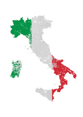 Italy map with flag with grunge effect