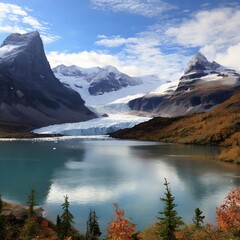 Pristine Glacier Reflecting the Surrounding Peaks, Showcasing Nature's Majestic Splendor