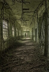 Obraz premium Abandoned Greenhouse Corridor