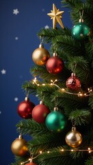 Enchanting Christmas-themed garden setting with decorated tree as backdrop