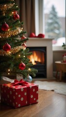 Festive holiday backdrop featuring Merry Christmas  Happy New Year elements