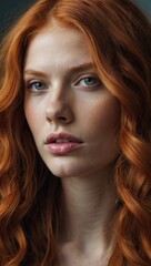Obraz premium Woman with Red Hair and Expressive Eyes Portrait