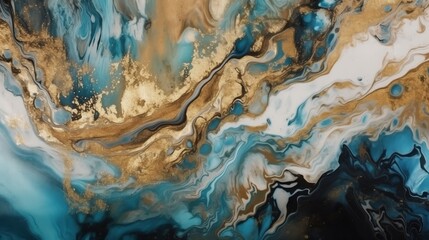 Discover the beauty of Abstract Fluid Art with stunning Turquoise and luxurious Gold Swirls