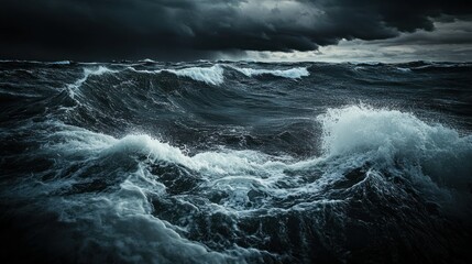 Dark and Stormy Sea with Crashing Waves