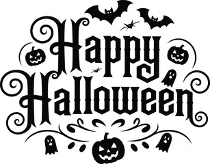 Obraz premium Happy Halloween typography poster with white background