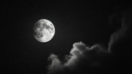 Fototapeta premium A crescent moon and stars shining through clouds in the night sky