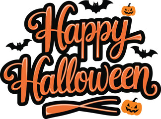 Happy Halloween typography poster with white background