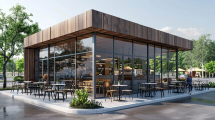 A restaurant with a lot of tables and chairs