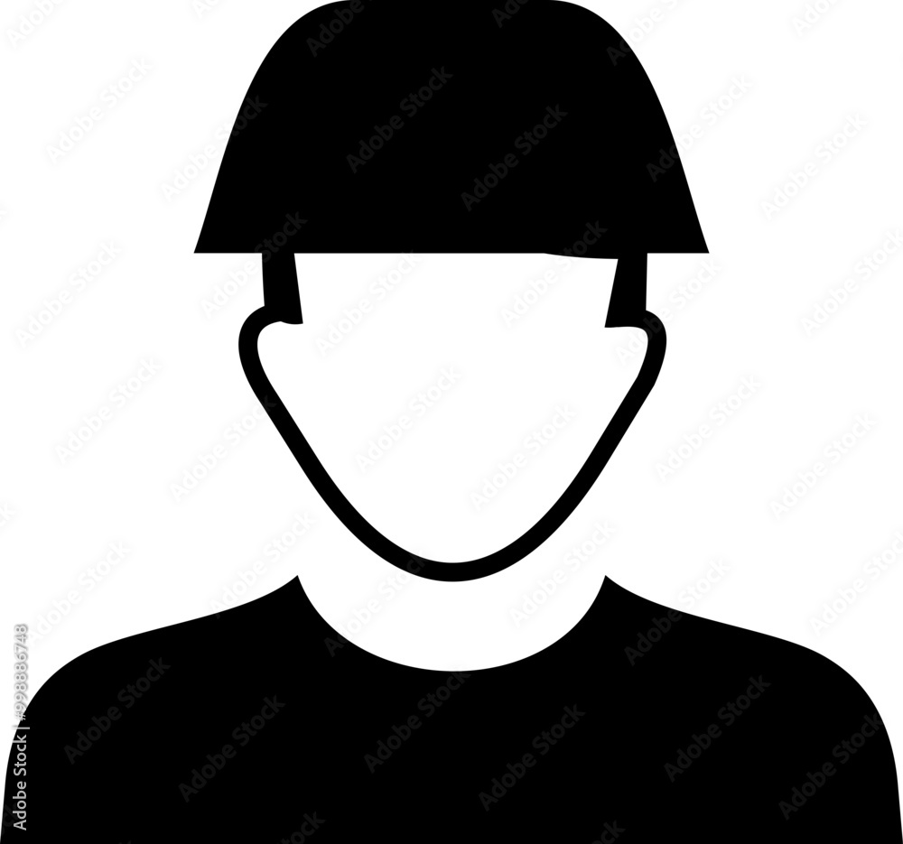 Wall mural silhouette of a person wearing a hard hat.