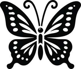 Butterflies silhouette black background on white Background