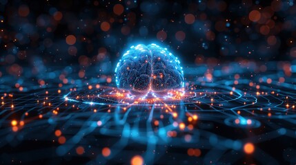 This is an Abstract Digital Visualization of Neural Network Activity presented creatively