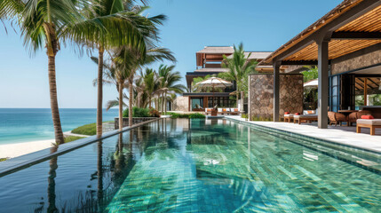 Fototapeta premium A comparison of branding strategies for luxury hotels and resorts, highlighting how they differentiate through personalized service and design.