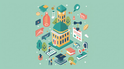 Fototapeta premium A comparison of branding strategies in the education sector, from traditional universities to e-learning platforms, highlighting innovation.