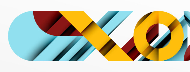 Fototapeta premium Circle, square, triangle shapes geometric minimal background