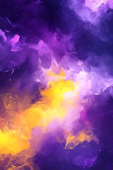 A dynamic fusion of purple and yellow hues, softly transitioning into each other, forming a gradient backdrop with smooth, flowing color transitions