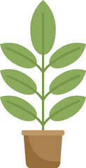 Simple icon of a growing plant with lush leaves in a terracotta pot