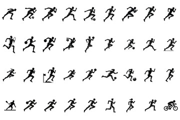 a set of icon of people running