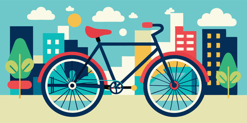 Bicycle in vibrant cityscape celebrating world car free day