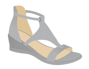  Grey high  heel sandal. vector illustration