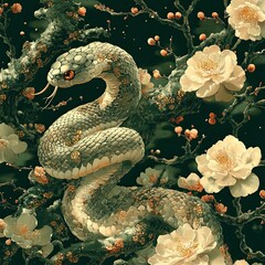 Image of the snake in Chinese style, the symbol of New Year 2025 